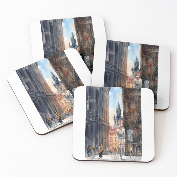 Item preview, Gothic Prague Streets - Bustling Old Town Watercolor designed and sold by caracatita75.