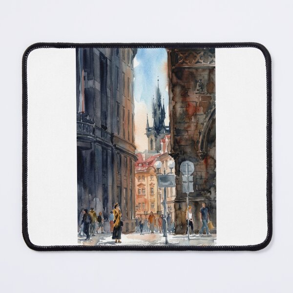 Item preview, Gothic Prague Streets - Bustling Old Town Watercolor designed and sold by caracatita75.