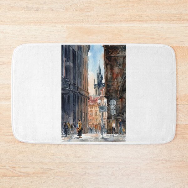 Item preview, Gothic Prague Streets - Bustling Old Town Watercolor designed and sold by caracatita75.
