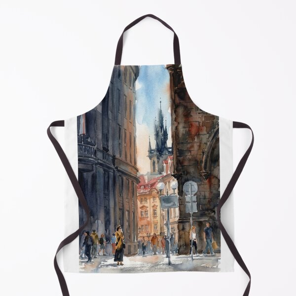 Item preview, Gothic Prague Streets - Bustling Old Town Watercolor designed and sold by caracatita75.