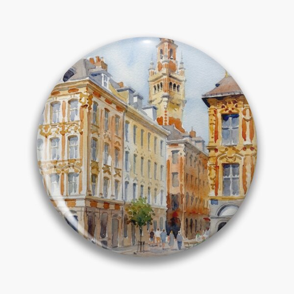 Item preview, Lille Historic Square and Belfry - Watercolor View designed and sold by caracatita75.
