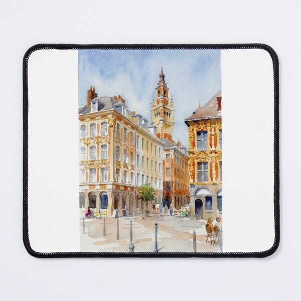 Item preview, Lille Historic Square and Belfry - Watercolor View designed and sold by caracatita75.