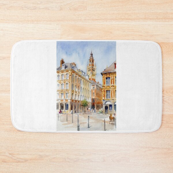 Item preview, Lille Historic Square and Belfry - Watercolor View designed and sold by caracatita75.