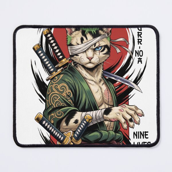 Item preview, Three Sword Style Anime Samurai Cat Parody designed and sold by WelLarsDigitals.