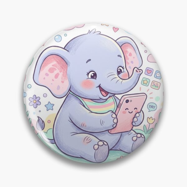 Item preview, Kawaii Baby Elephant Smartphone Selfie Sticker - Cute Pastel Animal Phone Vibe Decal - Aesthetic Elephant Lover Gift - Whimsical Yay Phone Art. designed and sold by Stick - O - pedia.