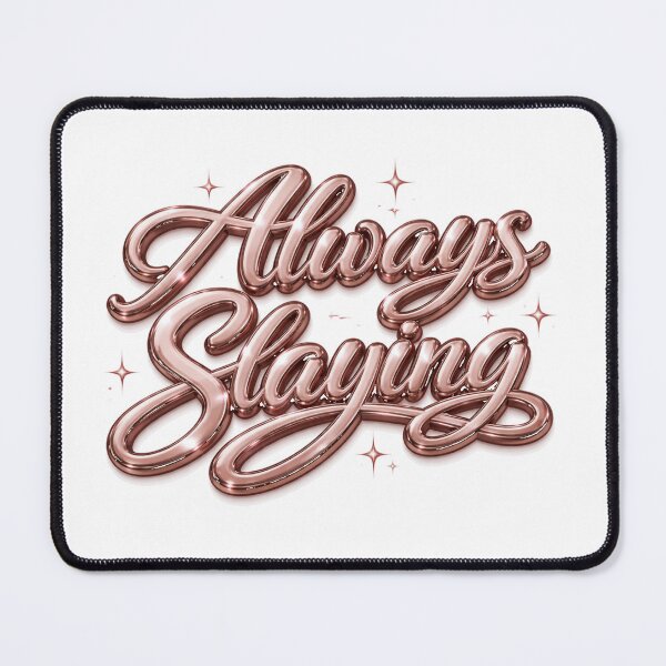 Item preview, Always Slaying Rose Brown Chrome 3D Typography – Glam Metallic Motivational Quote for T-Shirt, Sticker, Phone case, mug, bag, hoodie, clock designed and sold by ArtByTripti.