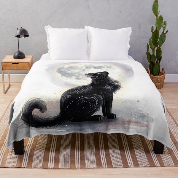Item preview, Mystical Cat Under the Full Moon - Watercolor designed and sold by montaodujour.