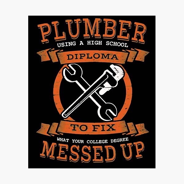 Item preview, Funny Plumber High School Diploma Fix College Degree Trade Humor designed and sold by haitrieuic96.