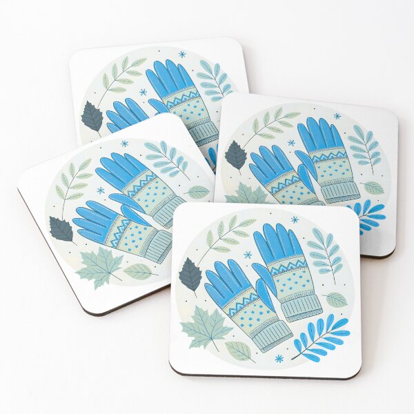 Item preview, Cozy Blue Winter Gloves with Autumn Leaves Illustration designed and sold by JAMESAMORN.