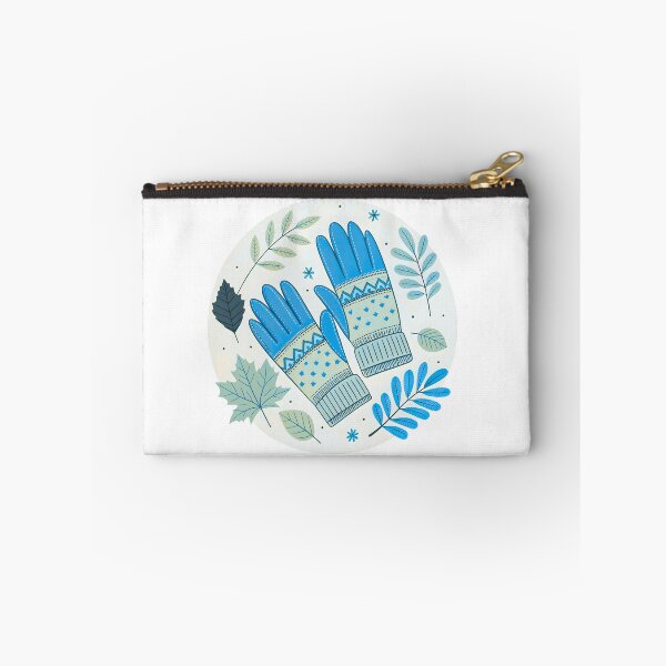 Artikelvorschau, Kuschelige blaue Winterhandschuhe mit Herbstlaub-Illustration entworfen und verkauft von JAMESAMORN.