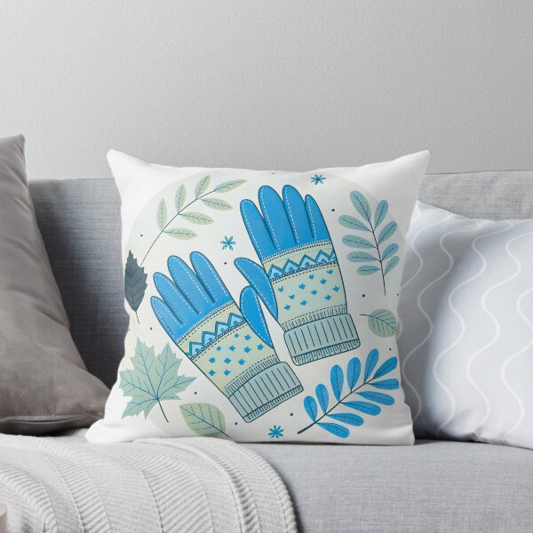 Item preview, Cozy Blue Winter Gloves with Autumn Leaves Illustration designed and sold by JAMESAMORN.