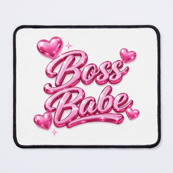 Item preview, Boss Babe Pink Chrome 3D Typography with Hearts - Glam Girl Boss Aesthetic for T-Shirt, Sticker, Phone case, mug, bag, hoodie, clock designed and sold by ArtByTripti.