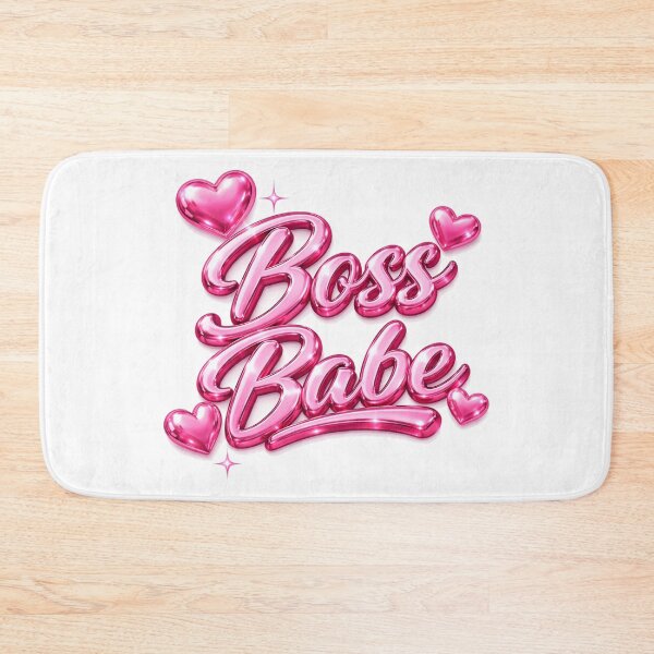 Item preview, Boss Babe Pink Chrome 3D Typography with Hearts - Glam Girl Boss Aesthetic for T-Shirt, Sticker, Phone case, mug, bag, hoodie, clock designed and sold by ArtByTripti.