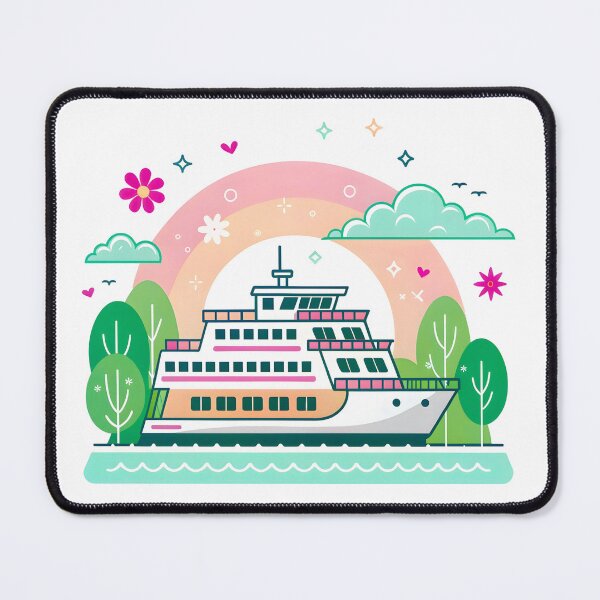 Item preview, Adorable Kawaii Cruise Boat Illustration designed and sold by JAMESAMORN.