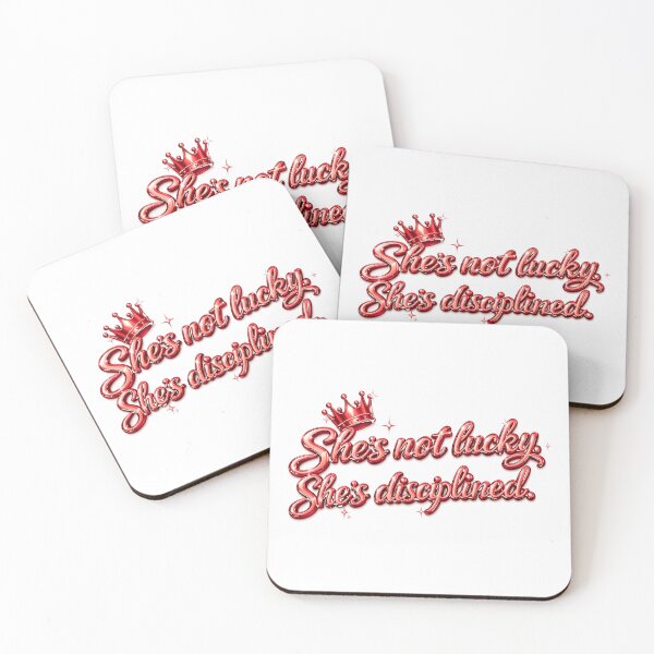 Item preview, She’s Not Lucky, She’s Disciplined - Red Chrome 3D Crown Motivational Quote for T-Shirt, Sticker, Phone case, mug, bag, hoodie, clock designed and sold by ArtByTripti.