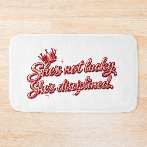 Item preview, She’s Not Lucky, She’s Disciplined - Red Chrome 3D Crown Motivational Quote for T-Shirt, Sticker, Phone case, mug, bag, hoodie, clock designed and sold by ArtByTripti.