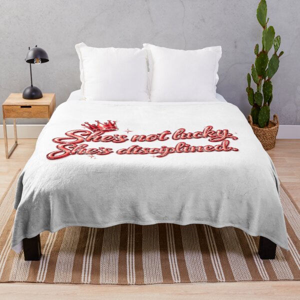 Item preview, She’s Not Lucky, She’s Disciplined - Red Chrome 3D Crown Motivational Quote for T-Shirt, Sticker, Phone case, mug, bag, hoodie, clock designed and sold by ArtByTripti.