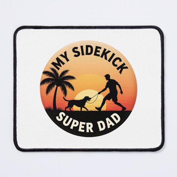 Item preview, My Sidekick Super Dad Dog Sunset Silhouette T-Shirt Design designed and sold by FestivityFinds.