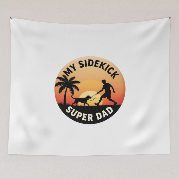 Item preview, My Sidekick Super Dad Dog Sunset Silhouette T-Shirt Design designed and sold by FestivityFinds.