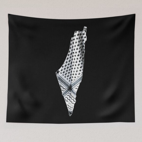 Item preview, Palestine Map with Palestinian Kufiya Hatta the Symbol of Freedom designed and sold by Hurriyyatee.