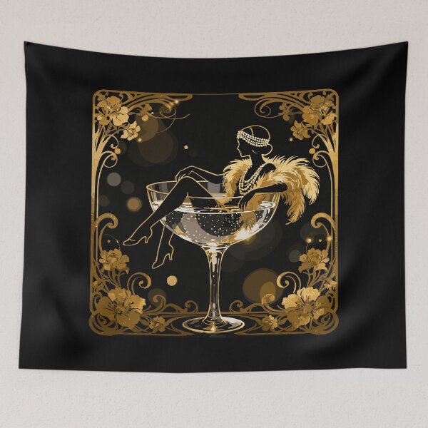 Item preview, Golden elegance: Flapper girl in champagne designed and sold by Pineapple-Tree.