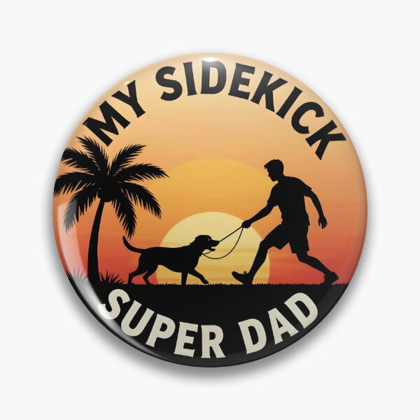 Item preview, My Sidekick Super Dad Dog Sunset Silhouette Sticker designed and sold by FestivityFinds.