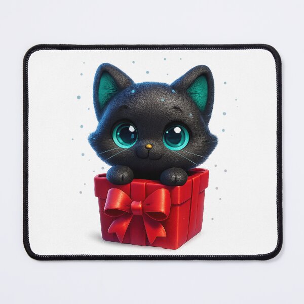 Item preview, Black Cat in Gift Box | Kawaii Kitty with Red Ribbon Bow | Cute Surprise Cat Illustration designed and sold by PrintCreations9.