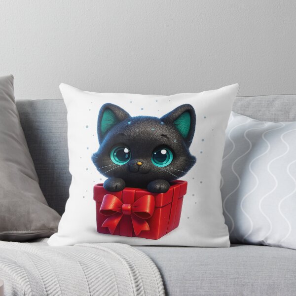 Item preview, Black Cat in Gift Box | Kawaii Kitty with Red Ribbon Bow | Cute Surprise Cat Illustration designed and sold by PrintCreations9.