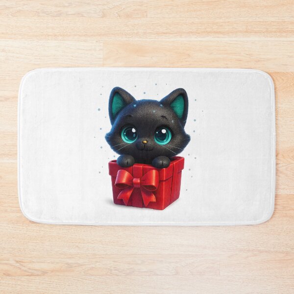 Item preview, Black Cat in Gift Box | Kawaii Kitty with Red Ribbon Bow | Cute Surprise Cat Illustration designed and sold by PrintCreations9.
