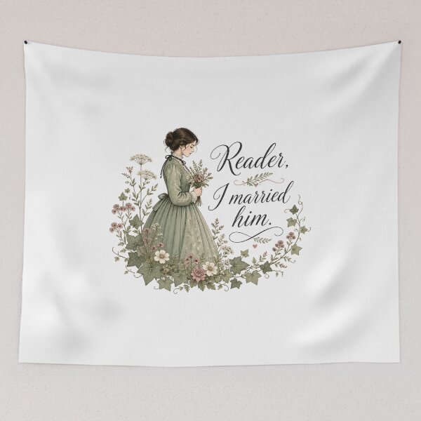 Item preview, Jane Eyre Reader I Married Him Vintage Floral Quote designed and sold by Fenay Designs.