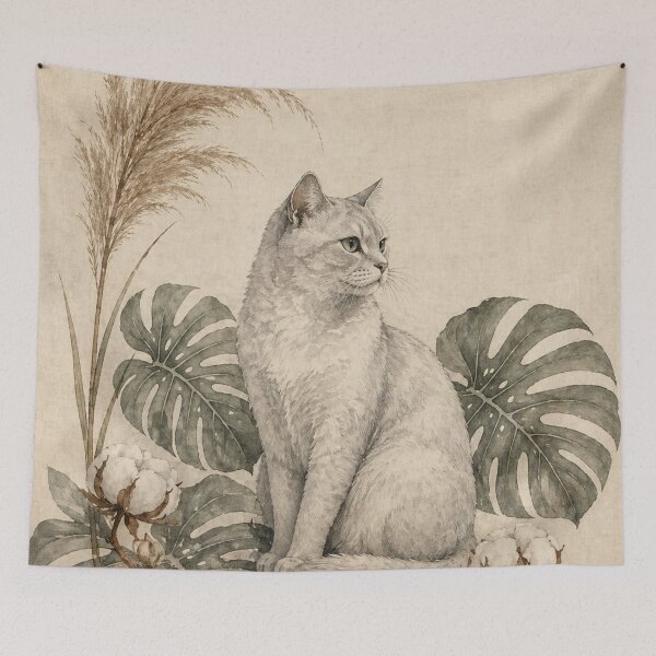 Item preview, Japandi Cat Wall Art Print | Minimal Sumi-e Botanical Cat Illustration designed and sold by IconicDesignsXd.