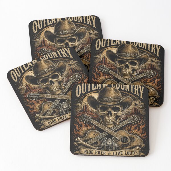 Item preview, Outlaw Country Skull Biker Guitar Design designed and sold by Shivadhiraj.