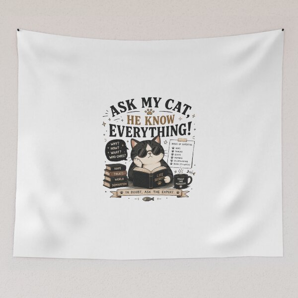 Item preview, ask my cat, he know everything! designed and sold by bandarartisan.