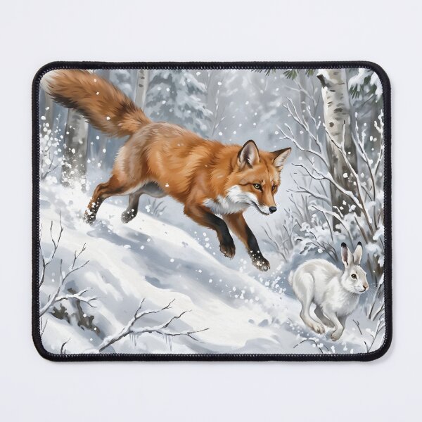 Item preview, Red Fox Chasing Snowshoe Hare - Winter Wildlife designed and sold by RubisLeaf.