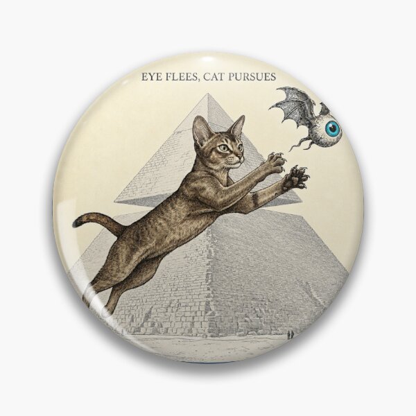 Item preview, Eye Flees, Cat Pursues — Illuminati Pyramid Cat Chasing Winged Eyeball designed and sold by SammyMorry.