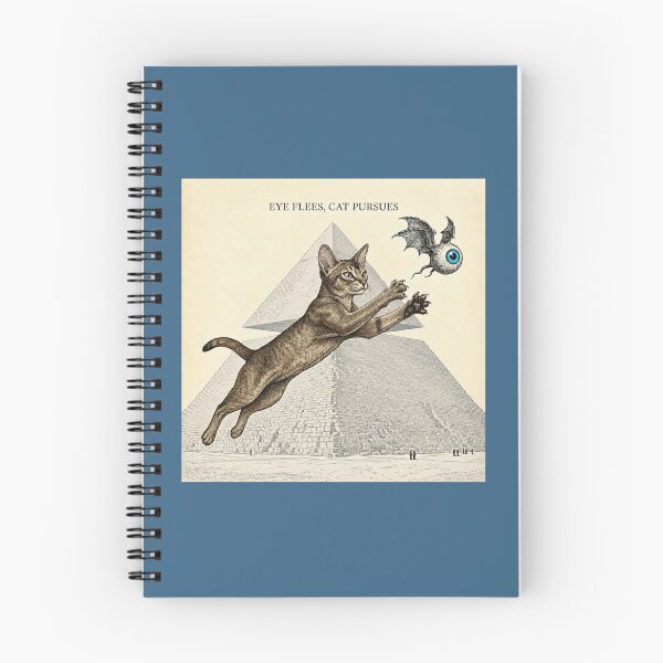 Item preview, Eye Flees, Cat Pursues — Illuminati Pyramid Cat Chasing Winged Eyeball designed and sold by SammyMorry.