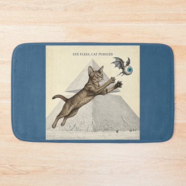 Item preview, Eye Flees, Cat Pursues — Illuminati Pyramid Cat Chasing Winged Eyeball designed and sold by SammyMorry.