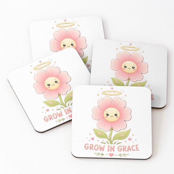 Item preview, Grow in Grace Kawaii Flower, Cute Christian Aesthetic Tee, Pastel Smiling Flower with Halo, Faith Based designed and sold by JB-squared Design.