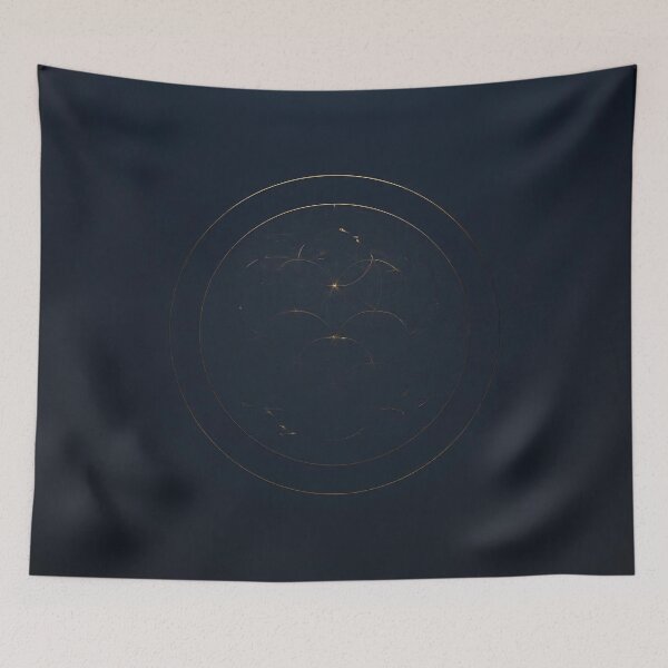 Item preview, Veiled Geometry Hidden Order Design – Incomplete Sacred Geometry Antique Gold on Deep Navy designed and sold by ArtivaNest.