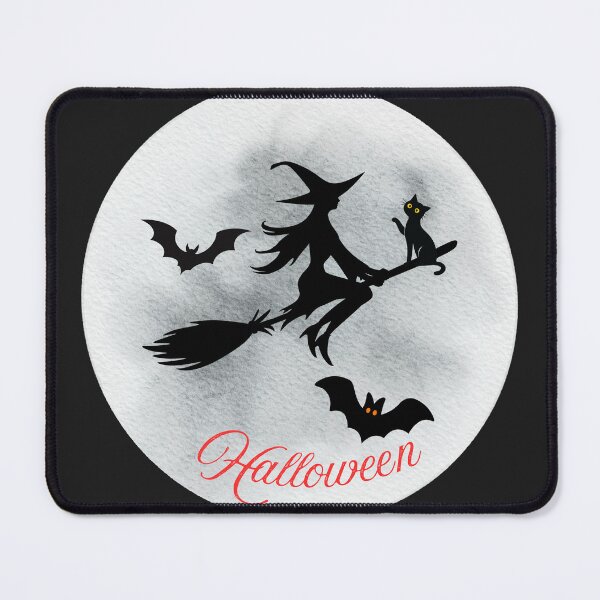 Item preview, Halloween Witch Flight Silhouette with Black Cat and Bats – Spooky Moon Design designed and sold by photoart1854.