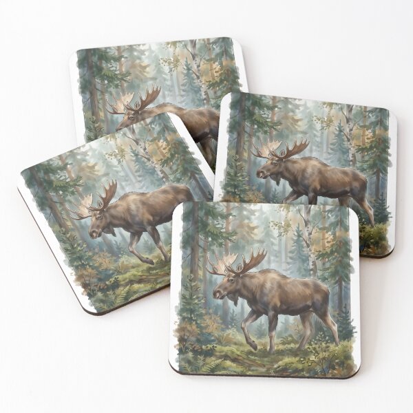 Item preview, Bull Moose in Misty Forest - North American Wildlife designed and sold by RubisLeaf.