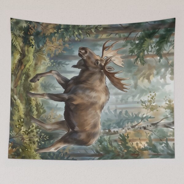 Item preview, Bull Moose in Misty Forest - North American Wildlife designed and sold by RubisLeaf.