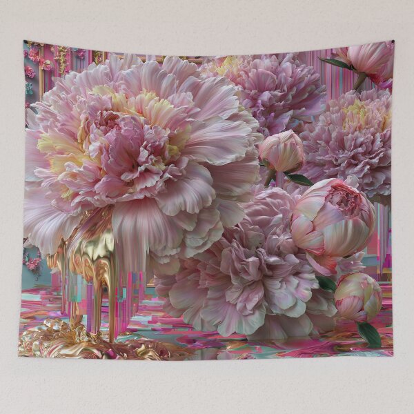 Item preview, Molten Peonies – Rococo Punk Gold Bloom designed and sold by VelvetThornsArt.