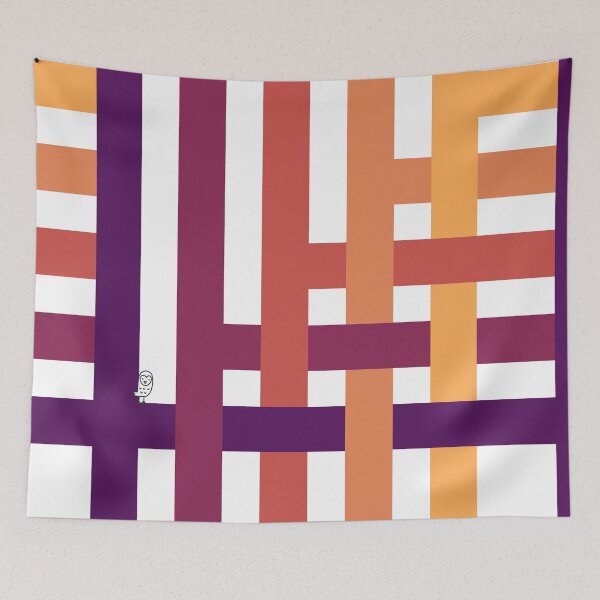 Item preview, Little OWLY relaxing on a colorful line grid designed and sold by OwlyChic.