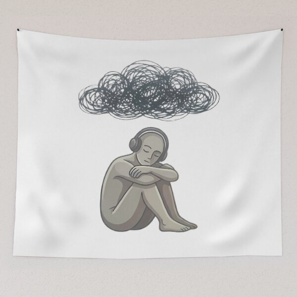 Item preview, Sad Minimalist Headphones Illustration designed and sold by LYZ7VANI.