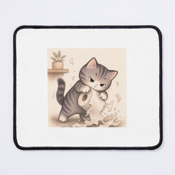 Item preview, Chaotic Cat Destroying Toilet Paper designed and sold by LovelyCatGalaxy.