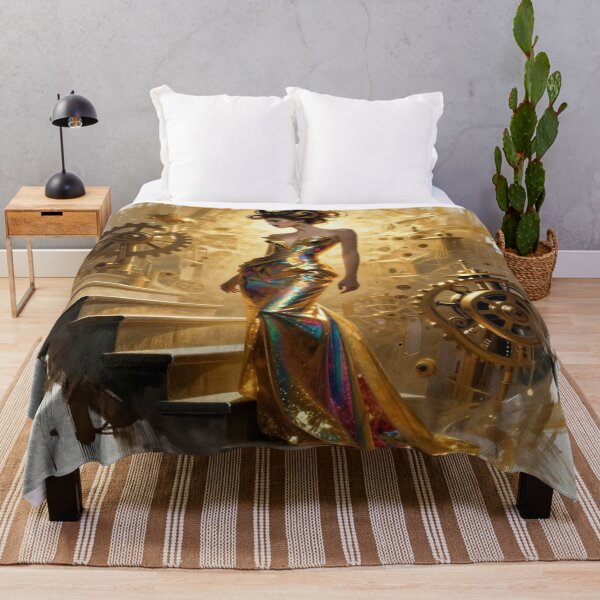 Item preview, Steampunk elegance with golden gears, futuristic fashion and luminous machine aesthetics designed and sold by FotoworldEdel.