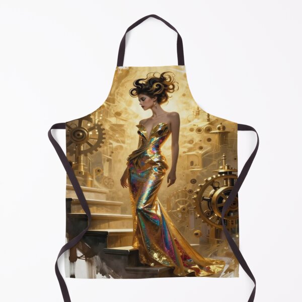 Item preview, Steampunk elegance with golden gears, futuristic fashion and luminous machine aesthetics designed and sold by FotoworldEdel.