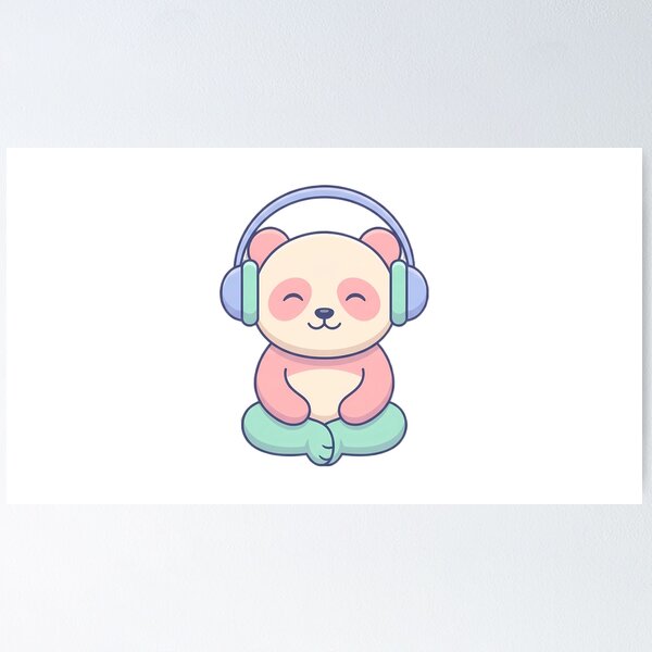 Item preview, Cute Meditating Panda With Headphones designed and sold by LYZ7VANI.