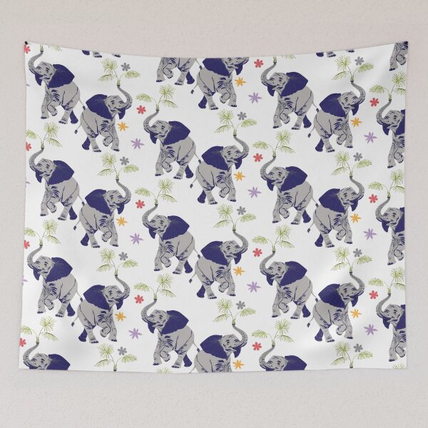 Item preview, The Majestic Elephant Parade: Hand-Painted Botanical Textile Art designed and sold by auran14.